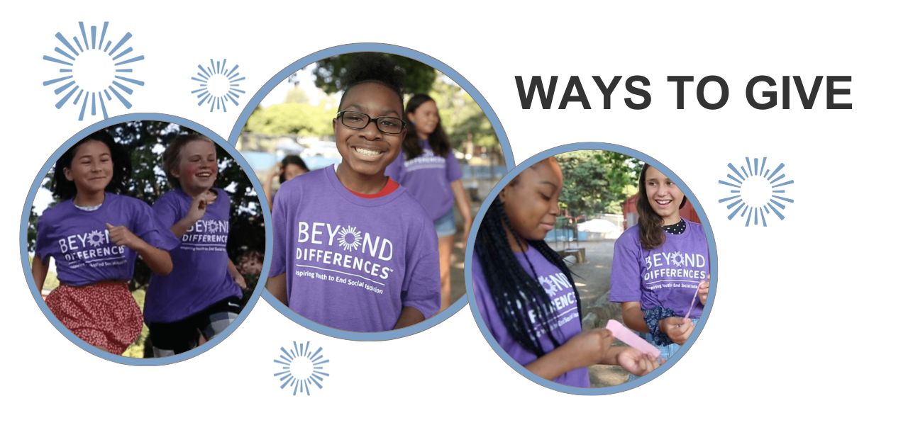 Ways to Give Page Hero Image Hero Image announcing the Ways to Give donations to Beyond Differences.