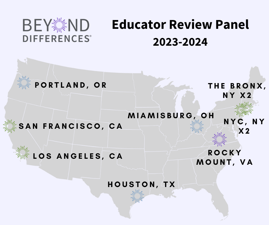 Map showing the nationwide locations of Beyond Differences Professional Development Cohorts